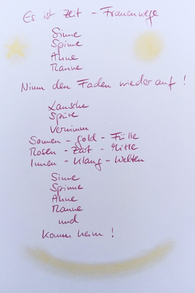 Gedicht von Ama: Sinne, spinne, ahne, raune. 